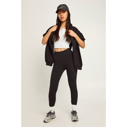 boohoo Dames Petite legging met hoge taille | Zwart | Maat: 34