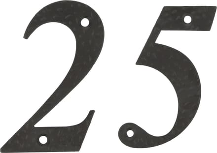 AMIG Huisnummer 25 - massief gesmeed staal - 10cm - incl. bijpassende schroeven - zwart