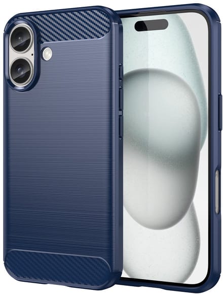 Mobiq Carbon Look Hoesje geschikt voor iPhone 16 Plus - Flexibele TPU Case