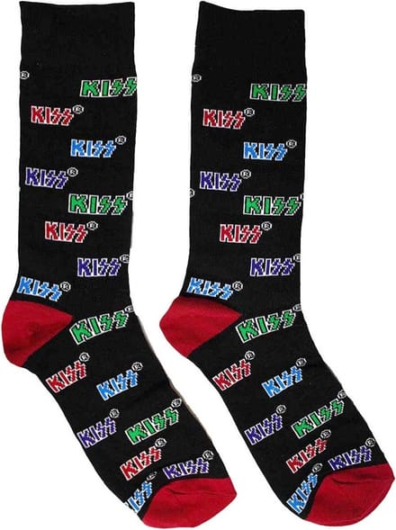 Kiss - Coloured Logos Pattern Sokken - EU 39-45 - Zwart