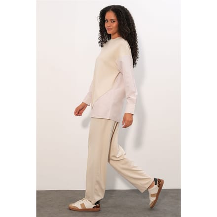 Gestreepte Lange Crew Neck Twee-Delige Coördineer Set