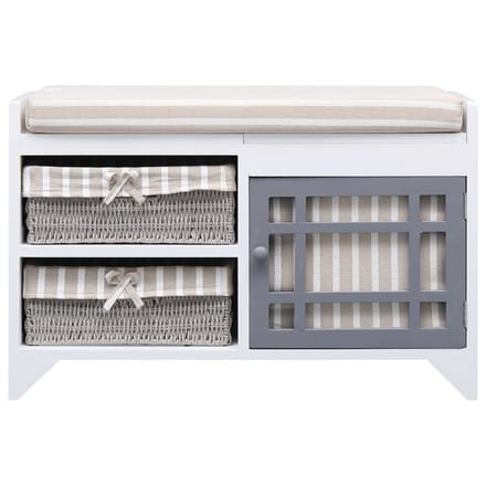 vidaXL Banc d'entrée Blanc 70 x 33,5 x 45 cm Bois de Paulownia