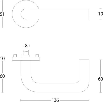 Intersteel Deurkruk Rond met rozet rvs geborsteld