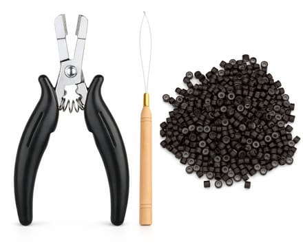 Guardian Beauty Microringen met Siliconen - 1,000 stuks - Donkerbruin - Inclusief Tang + Loop Tool - Voor Haar Extensions