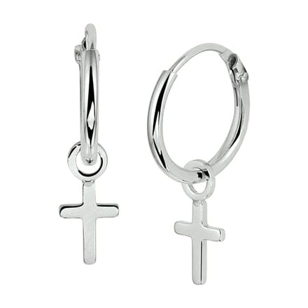 Glams oorringen kruis - 12 mm - Zilver