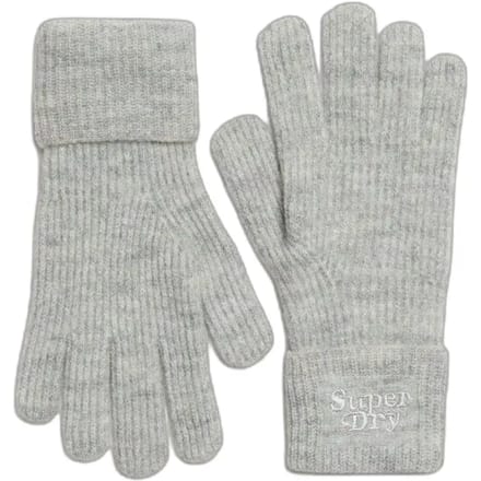 Superdry Zachte Ribgebreide Handschoenen Lichtgrijs Grootte: 1SIZE