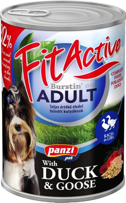 Fit Active - Hondenvoer - Natvoer hond - Blikvoer hond - Eend & gans smaak - 5 x 1240g