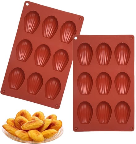 Madeleines Backform Set, 2 Stück, Muschelförmige Mini Madeleine Backformen, 9 Hohlräume, Bärentatzen Backform für Kuchen und Süßigkeiten, Wiederverwendbar