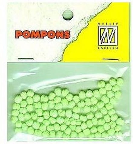 Nellie Snellen Pompoms Mini - 3mm - 100stuks - Col. 33 Neon Groen