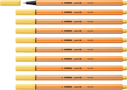 STABILO point 88 - Premium Fineliner - Fine 0,4 mm – Licht Geel – Doos 10 stuks