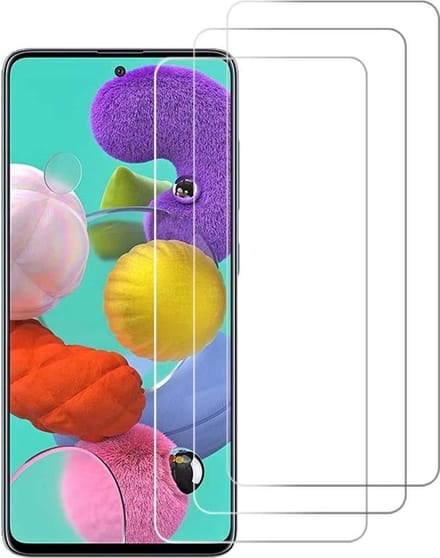 3x Screenprotector Tempered Glass Glazen Gehard Screen Protector 2.5D 9H (0.3mm) - Glasplaatje Geschikt voor: Samsung Galaxy A71 - Tempered Glas Screenprotector