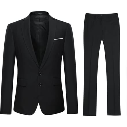 Heren 2-delig slim fit zwart pak met twee knopen