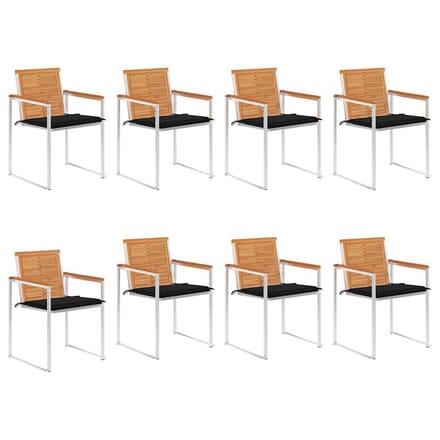 vidaXL - Tuinstoelen - 8 - st - met - kussens - massief - acaciahout