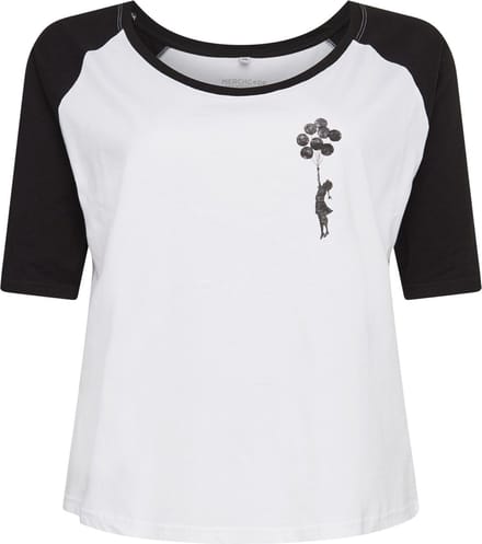 Merchcode Banksy - Brandalised Banksy's Graffiti Balloons Raglan top - 4XL - Wit/Zwart