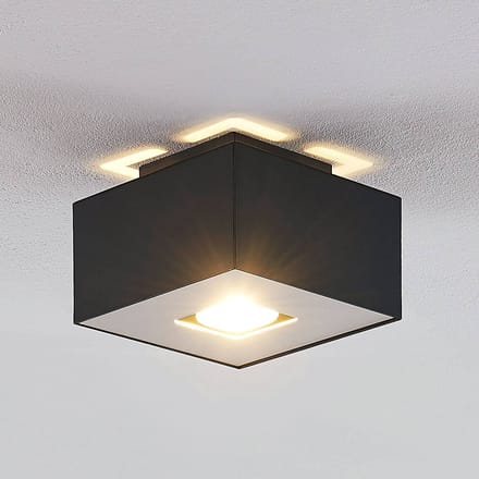 Lindby Kasi plafondlamp, zwart 1-lamp 14 x 14cm