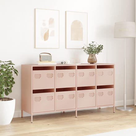 vidaXL - Dressoir - 135x39x73,5 - cm - koudgewalst - staal - roze