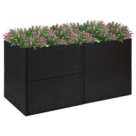 vidaXL - Plantenbak - 157x80x80 - cm - poly - rattan - zwart
