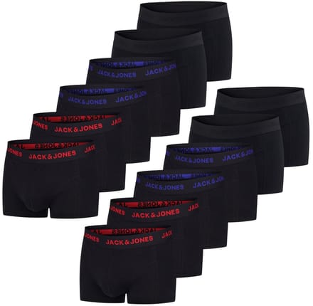 Jack & Jones Heren Boxershorts 12 Pack Basic Trunks Zwart S Ondergoed met Elastische Softband