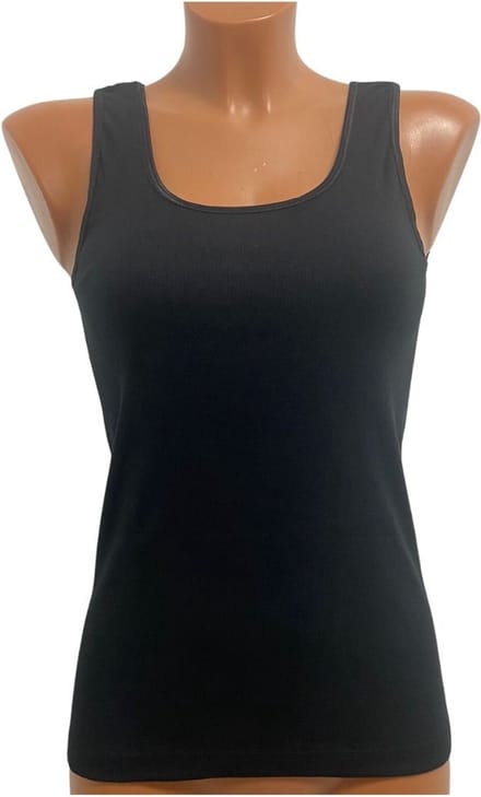 2 Pack Top kwaliteit dames hemd - 100% katoen - Zwart - Maat M