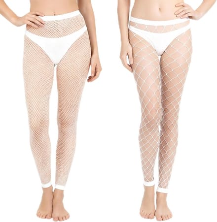 Set van 2 Dames Visnet Kousen, Strapless en Suspender Kousen voor Feestjes en Avonden