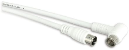 F-quick (m) recht - F-quick (m) haaks coaxkabel - wit - 2,5 meter