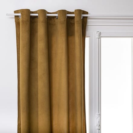 Atmosphera gordijn lilou - L260 x B140 cm - goudbruin - polyester - met ringen