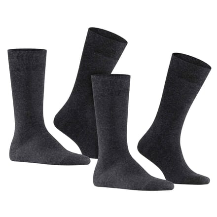 FALKE Swing 2-Pack eenkleurig katoen multipack sokken heren grijs - maat 43-46