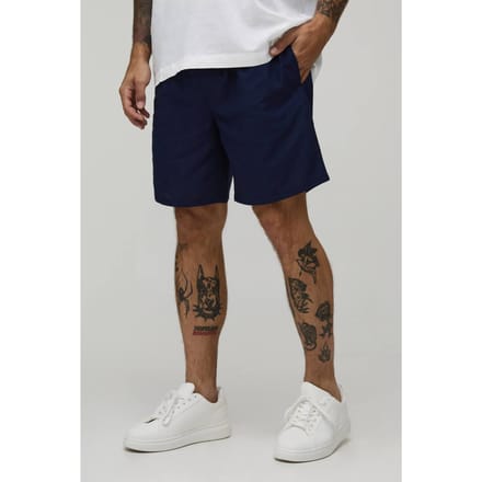 Relaxed Fit Mid Length Linen Blend Co-Ord Short | Navy | Size Small