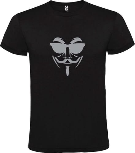 Zwart T shirt met print van " Vendetta " print Zilver size S