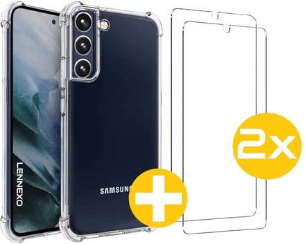 Hoesje en Screenprotector Combi Geschikt Voor Samsung S22 - Anti Shock Hoesje + 2x Screenprotector