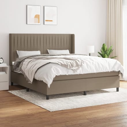 vidaXL - Boxspring - met - matras - stof - taupe - 180x200 - cm