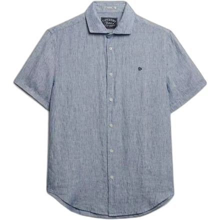Superdry Riviera Linnen Overhemd met Korte Mouwen Light Grey Grootte: Xxl