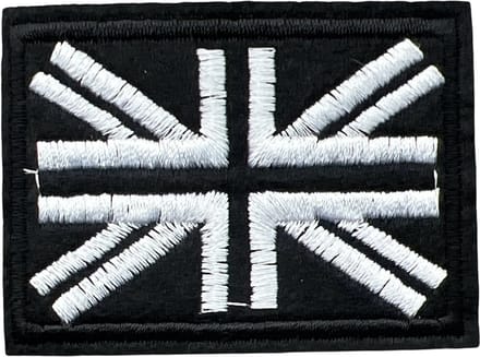 Britse Verenigd Koningkrijk Union Jack Vlag Strijk Embleem Patch 6.1 cm / 4.5 cm / Zwart Wit