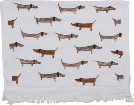Clayre & Eef Gastendoekje 40x66 cm Wit Bruin Katoen Honden