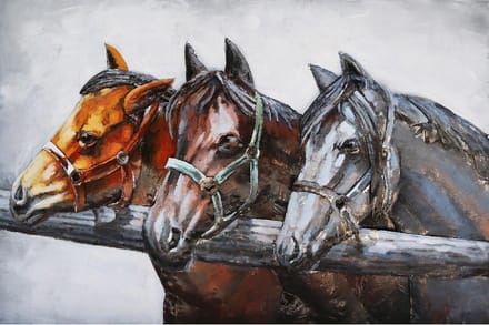 3D Schilderij Metaal 80x120cm  3 Paarden | Schilderijen  | 3d Schilderijen Metaal  | 3d Schilderijen Metaal Maat 80x120cm | 1 Jaar Garantie