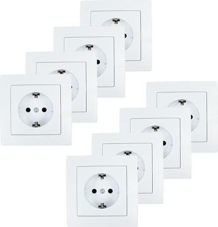 Benson Stopcontact RA - 8x - wit - inbouw - kunststof - 8 x 8 cm