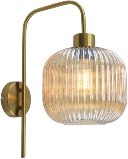 Olucia - CHARLOIS - Wandlamp - Amber / Goud - Vorm: Rond