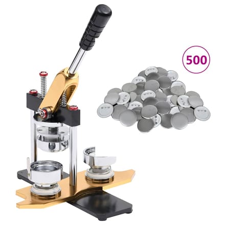 vidaXL - Buttonmachine - draaipunch - met - 500 - st - buttononderdelen - 44 - mm