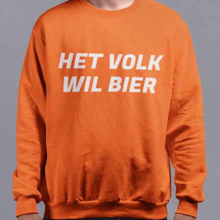 Oranje Koningsdag Sweater Het Volk Wil Bier - MAAT M - Feestkleding & Carnavalskleding