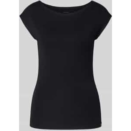 T-shirt met boothals en labeldetail