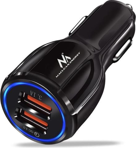 Maclean MCE478B - Autolader 2 x USB - sigarettenaansteker - Zwart