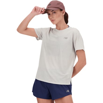 New Balance Athletics T-shirt T-shirts Dames - Grijs - Maat L - Poly Jersey