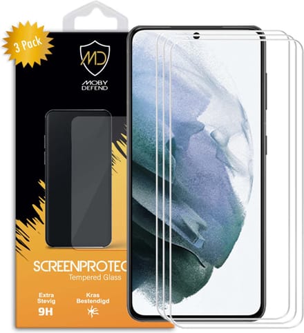 3-Pack MobyDefend Screenprotectors - Geschikt voor Samsung Galaxy S21 - Case-Friendly Screensavers - Gehard Glas