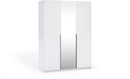 Kledingkast Apollonia met Spiegel 150 x 204 cm (wit, zwarte handgrepen)