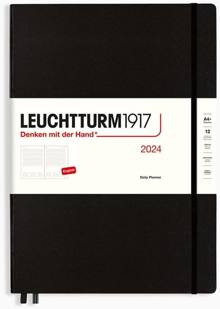 Dagkalender A4+ 2024 Zwart - 12 Maanden