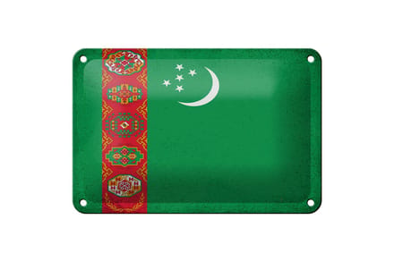 Blechschild Flagge Turkmenistan 18x12cm Flag Vintage Dekoration