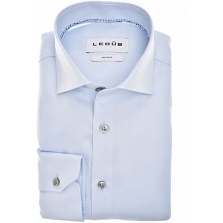Ledûb Overhemd Uni Color Pure Cotton Non-Iron Licht Blauw / male