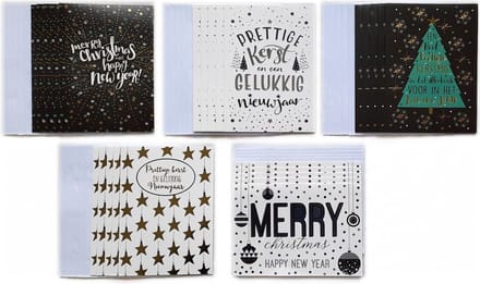 Kerstkaarten – 25 Stuks – 10 x 14 cm - Luxe Kaarten - Prettige Kerstdagen – K-168