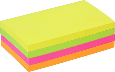 Memoblok Quantore 76x127mm neon assorti 4 kleuren 400 vel | 36 stuks