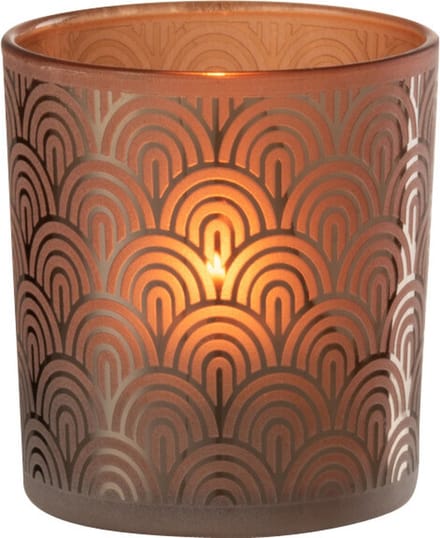 J-Line windlicht Boog - glas - oranje - small - 4 stuks